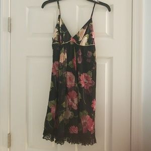 Black flower print baby doll dress